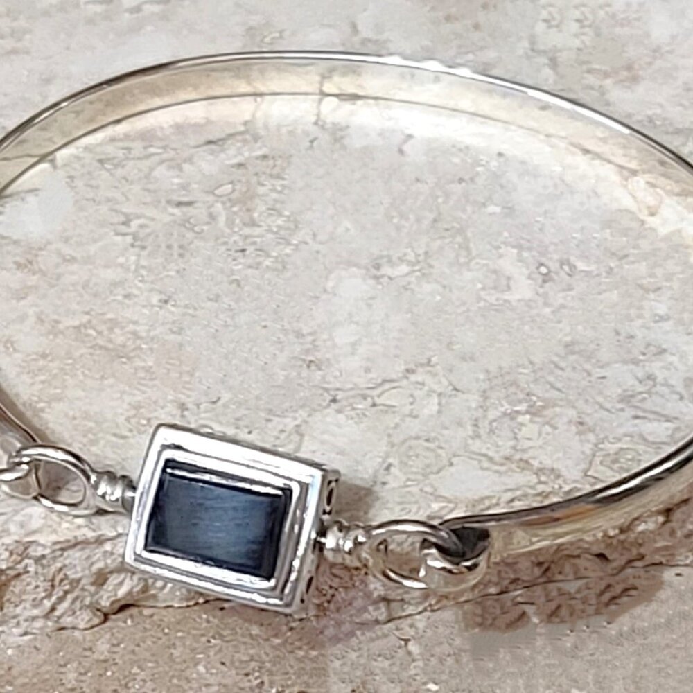 Onyx Gemstone & 925 Sterling Silver Filigree Reversible Bracelet - Picture 4 of 9